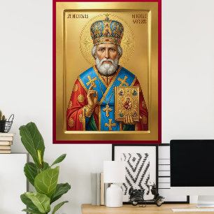 Poster icône orthodoxe de saint Nicolas