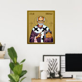 Poster icône orthodoxe de saint Nicolas, serbe 01 (Bureau à domicile)
