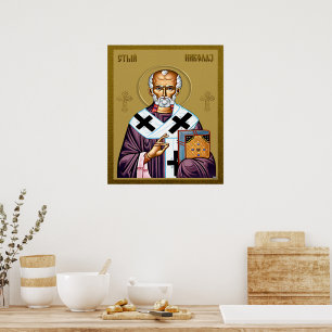 Poster icône orthodoxe de saint Nicolas, serbe 01