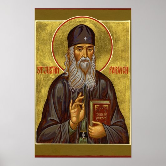 Poster Icône orthodoxe de St Justin Popovic (Devant)