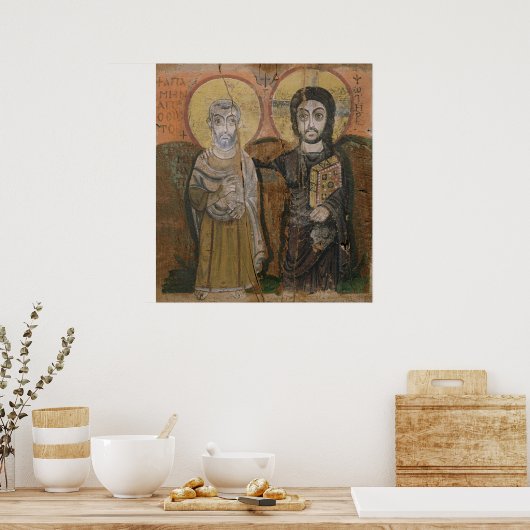 Poster Icône représentant Abbott Mena avec le Christ (Cuisine)