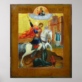 Poster Icône russe de Saint Georges et du Dragon
