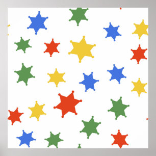 Poster Icône shérif Hexagram de couleur isolé patte trans