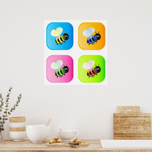 Poster Icônes d'abeilles (Cuisine)