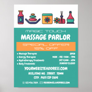 Poster Icônes De Massage, Massage Thérapie, Parlon De Mas