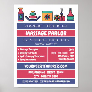 Poster Icônes De Massage, Massage Thérapie, Parlon De Mas