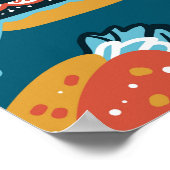 Poster Icônes de restauration rapide : Doodles Vintages (Coin)