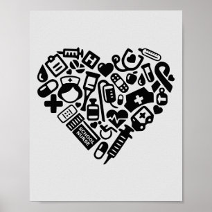 Poster Icônes Médicales pour les infirmières de l'école; 
