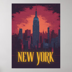 Poster Iconic New York City - Skyline nocturne