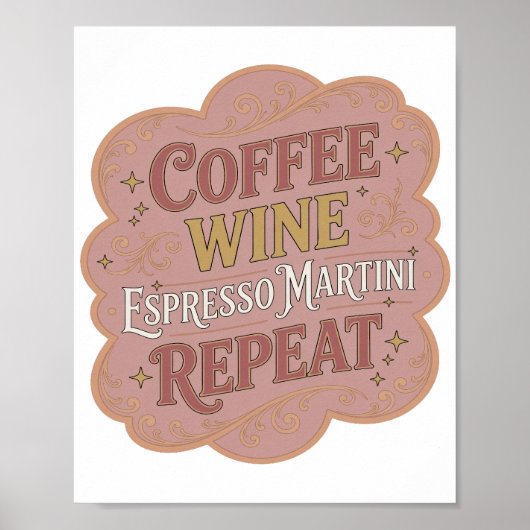 Poster Iconique Or CAFÉ VIN MARTINI EXPRESSO RÉPÉTER (Devant)