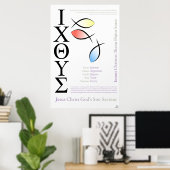 Poster Icthus Poisson Symbole Anglais Orthographe (Bureau à domicile)