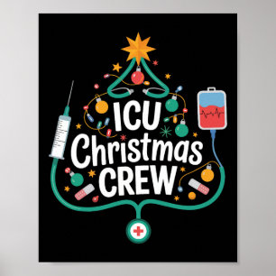 Poster Icu Christmas Crew Infirmière de vacances Soins in