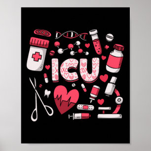 Poster Icu Joyeux Valentines Unité de soins intensifs de