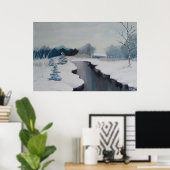 Poster Icy River - un magnifique paysage enneigé, hiver (Bureau à domicile)
