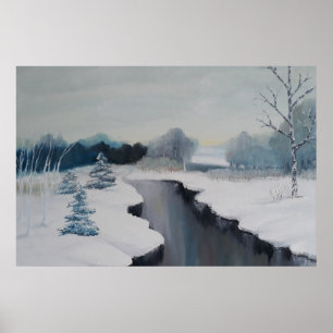 Poster Icy River - un magnifique paysage enneigé, hiver