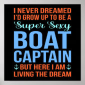 Poster I'd Be A Boat Capitaine Boating Sailor Cruise Love (Devant)