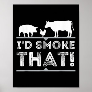 Poster Id Fumée Drôle Fumeur Barbecue Pitmaster