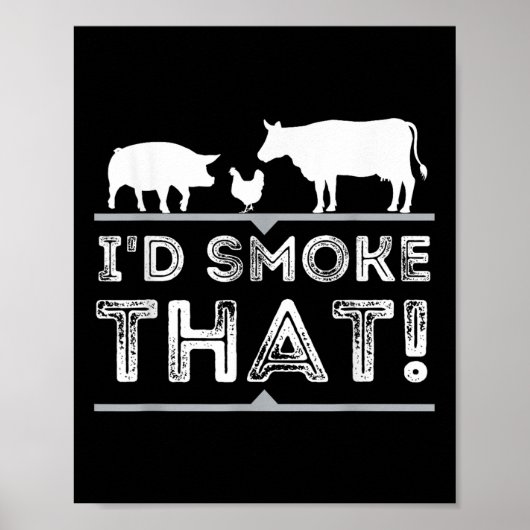 Poster Id Fumée Drôle Fumeur Barbecue Pitmaster (Devant)