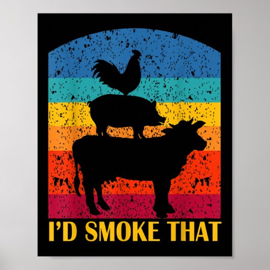 Poster Id Fumer ça - Drôle barbecue Retro Grilling (Devant)