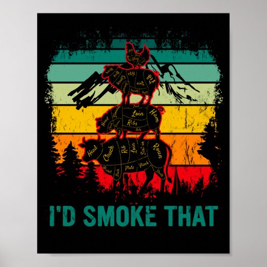 Poster I'd smoke that Beef Pork Chicken Butcher Grilling (Devant)