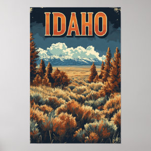 Poster Idaho États-Unis Art Illustration Vintage Voyage