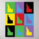 Poster Idaho Pop Art Motif coloré<br><div class="desc">Un design amusant d'Idaho fait dans un motif pop art coloré</div>