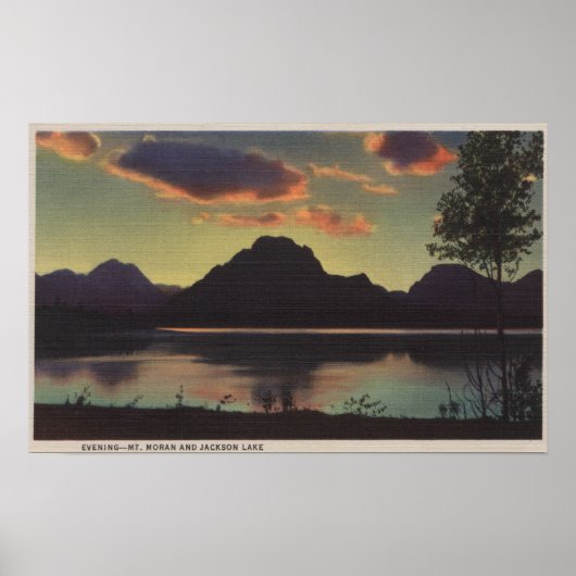 Poster Idaho - Vue plongeante du mont Moran et du lac Jac (Devant)