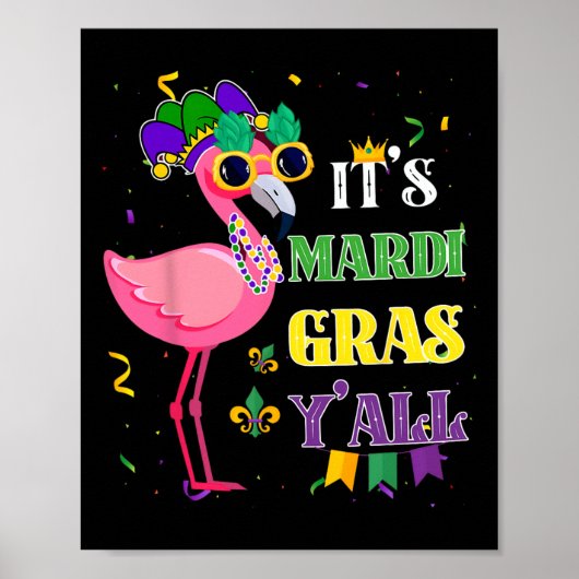 Poster Idée cadeau drôle de fête de carnaval Flamant Mard (Devant)
