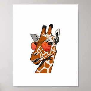 Poster Idée cadeau girafe amusante avec lunettes de solei