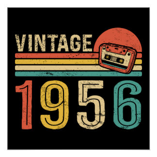 Poster Idée d'anniversaire rétro 1956 Bande cassette musi