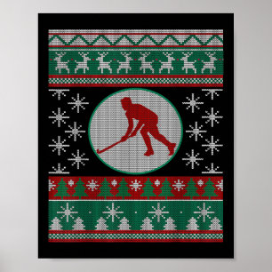 Poster Idée de cadeau de Noël laid de hockey sur gazon Fi