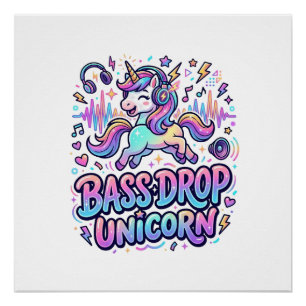 Poster Idée de cadeau licorne basse drop typographie Des