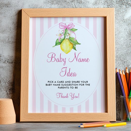 Poster Idée de nom de bébé Lemons Panneau de jeu