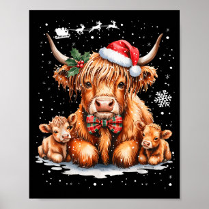 Poster Idée de tenue de Noël pour femmes Highland Cow Noë