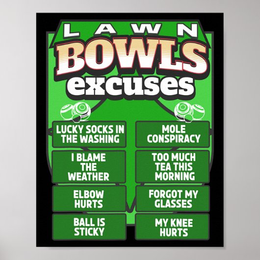 Poster Idée d'excuses drôles de boules de pelouse pour ho (Devant)