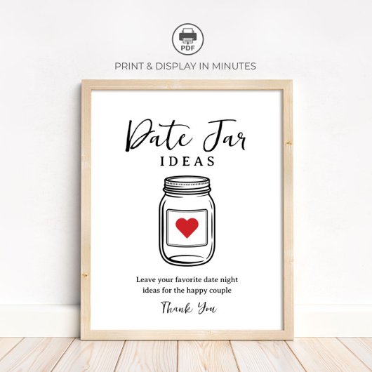 Poster Idées de pot de date rustique pour Baby Shower