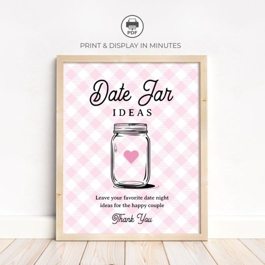 Poster Idées de pot de date rustique rose pour la pancart