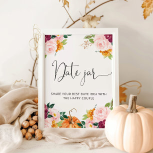 Poster Idées de soirée de date automnale florale. Jeu de 