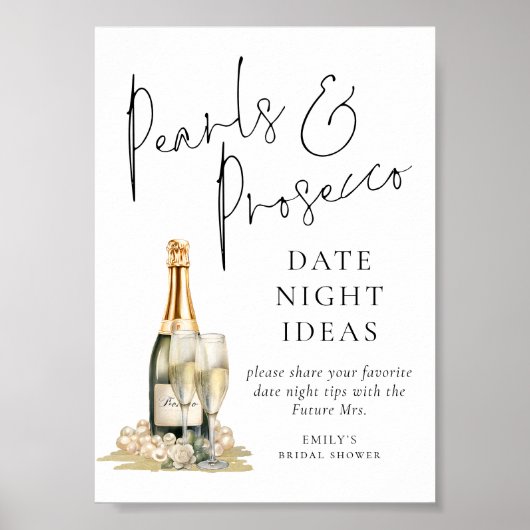 Poster Idées de soirée de date de fiançailles au Prosecco (Devant)