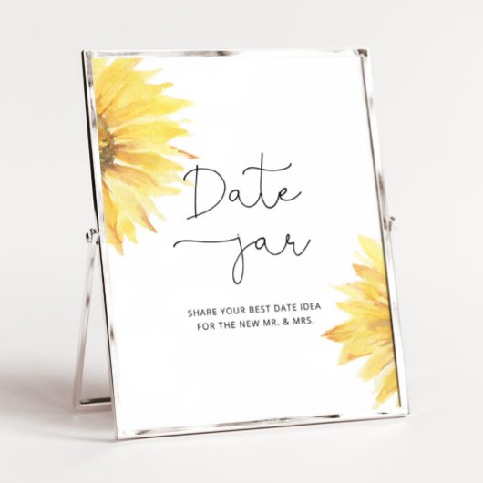 Poster Idées de soirée de date tournesol. Jeu de mariage 