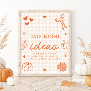 Poster Idées de soirée en amoureux à la main en gingham o
