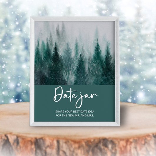 Poster Idées de soirée en forêt. Jeu de jar de mariage