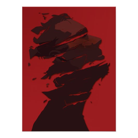 Poster Identité fragmentée dans les nuances de rouge (Devant)