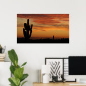 Poster IDKP Arizona cactus au coucher du soleil (Bureau à domicile)