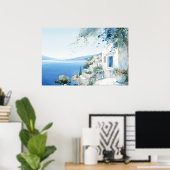 Poster Idyllic Greek Island : Aquarelle numérique (Bureau à domicile)