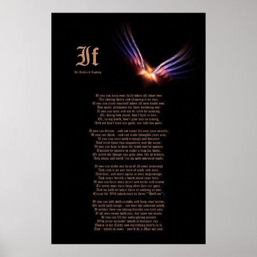 Poster If by Rudyard Kipling with Phoenix Firebird Print (Devant)