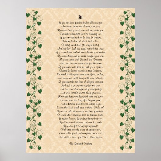 Poster If inspirational poetry by Rudyard Kipling (Devant)