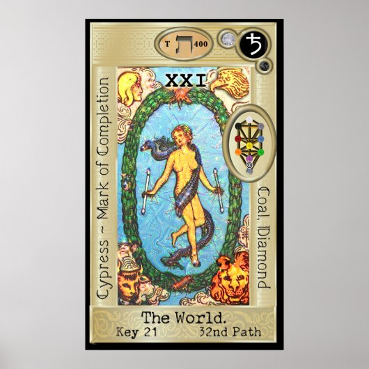 Poster Ifdawn Deepdream Tarot Key 21 ~ Le Monde (Devant)