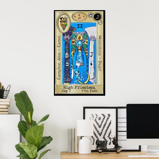 Poster Ifdawn Deepdream Tarot Key 2 ~ La Haute Prêtesse (Bureau à domicile)