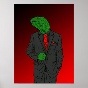 Poster Iguana en costume d'affaires